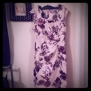 Blush pencil dress with flowers